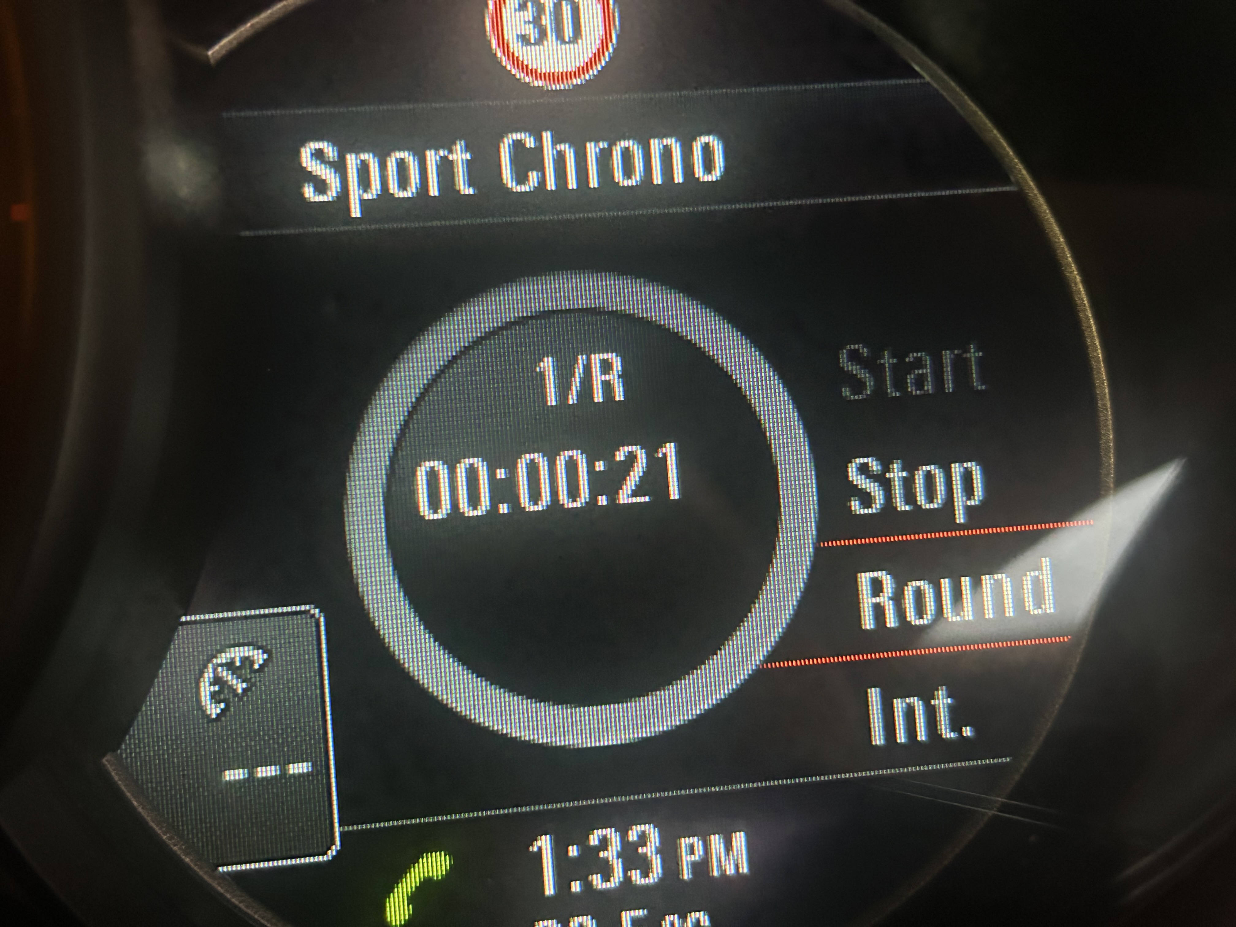 Sport Chrono display in Porsche instrument cluster